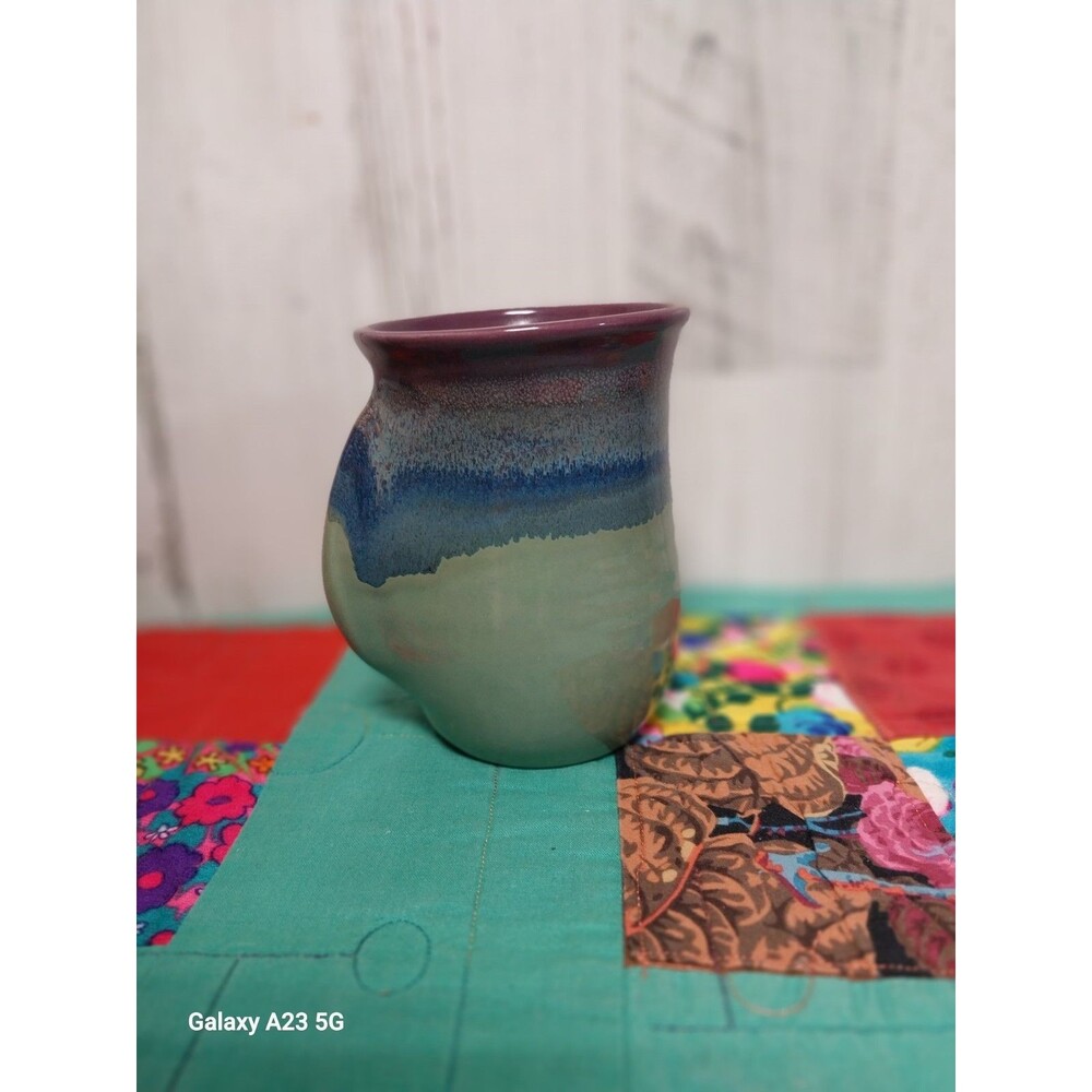 Neher Clay In Motion Pottery Mug Right Handed Warming Drippy Glaze